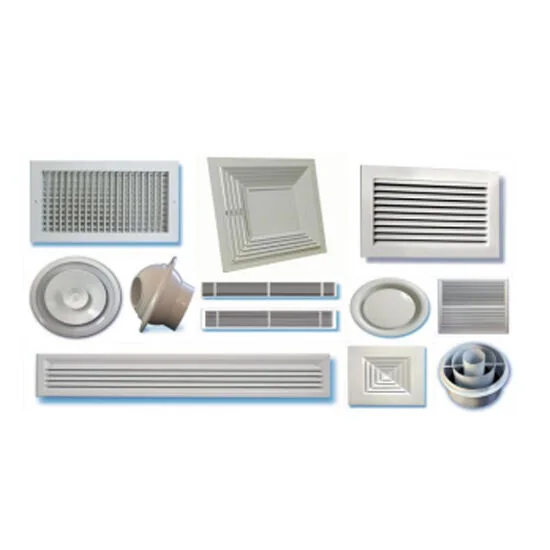 HVAC grilles diffusers and nozzles for air distribution