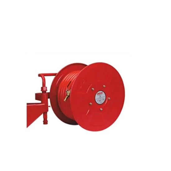 Fire hose reel drum for controlled access to firefighting hose
